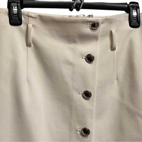 White House Black Market white Ivory Button-Front Skirt - Picture 6 of 16